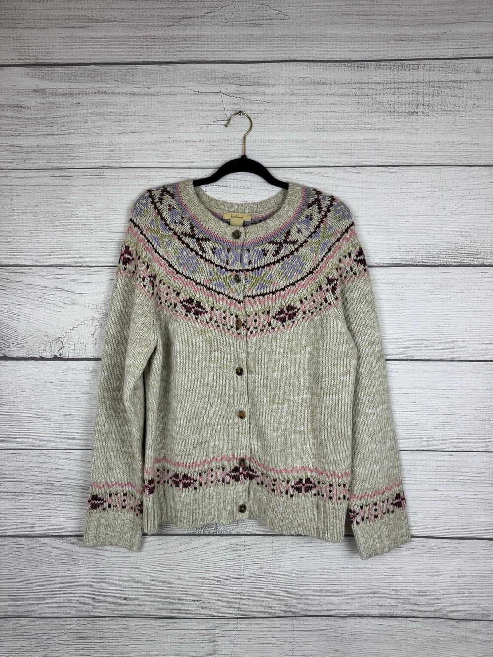 Bechamel Women's Cream Knit Button Up Sweater Cardigan Size XL